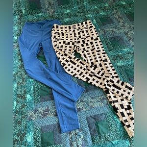 LuLaRoe Tights One Size Two Pair Blue and Crossword Puzzle
